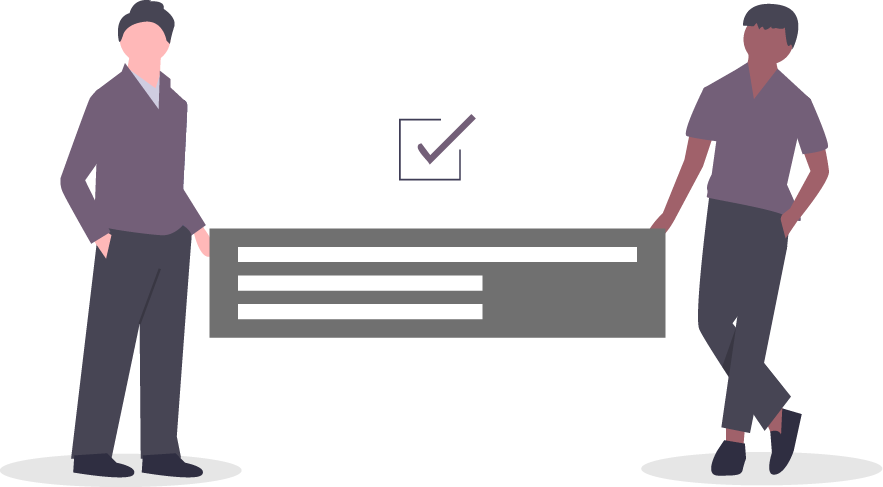 Illustrasjon, to personer i prat